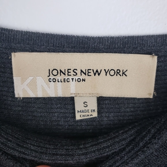 JONES NEW YORK  Grey Sweater Dress Ribbed Knit Long Sleeve - Picture 4 of 10